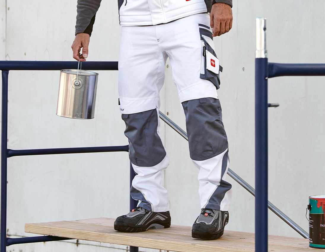 Pracovní kalhoty: Kalhoty do pasu e.s.motion, zimní + bílá/šedá 1