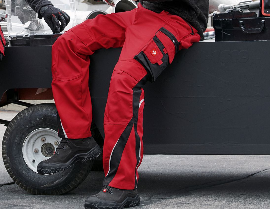 Pracovní kalhoty: Kalhoty do pasu e.s.motion + červená/černá