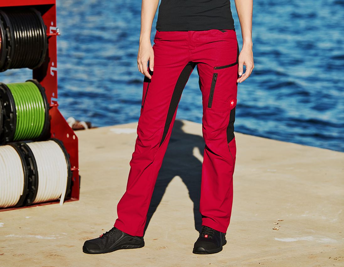 Pracovní kalhoty: Dámské kalhoty e.s.vision + červená/černá
