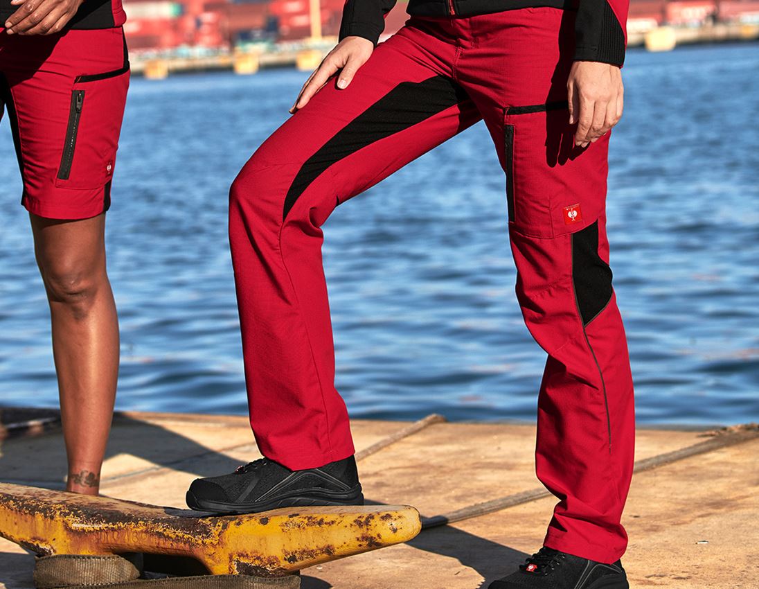 Pracovní kalhoty: Dámské kalhoty e.s.vision + červená/černá 1