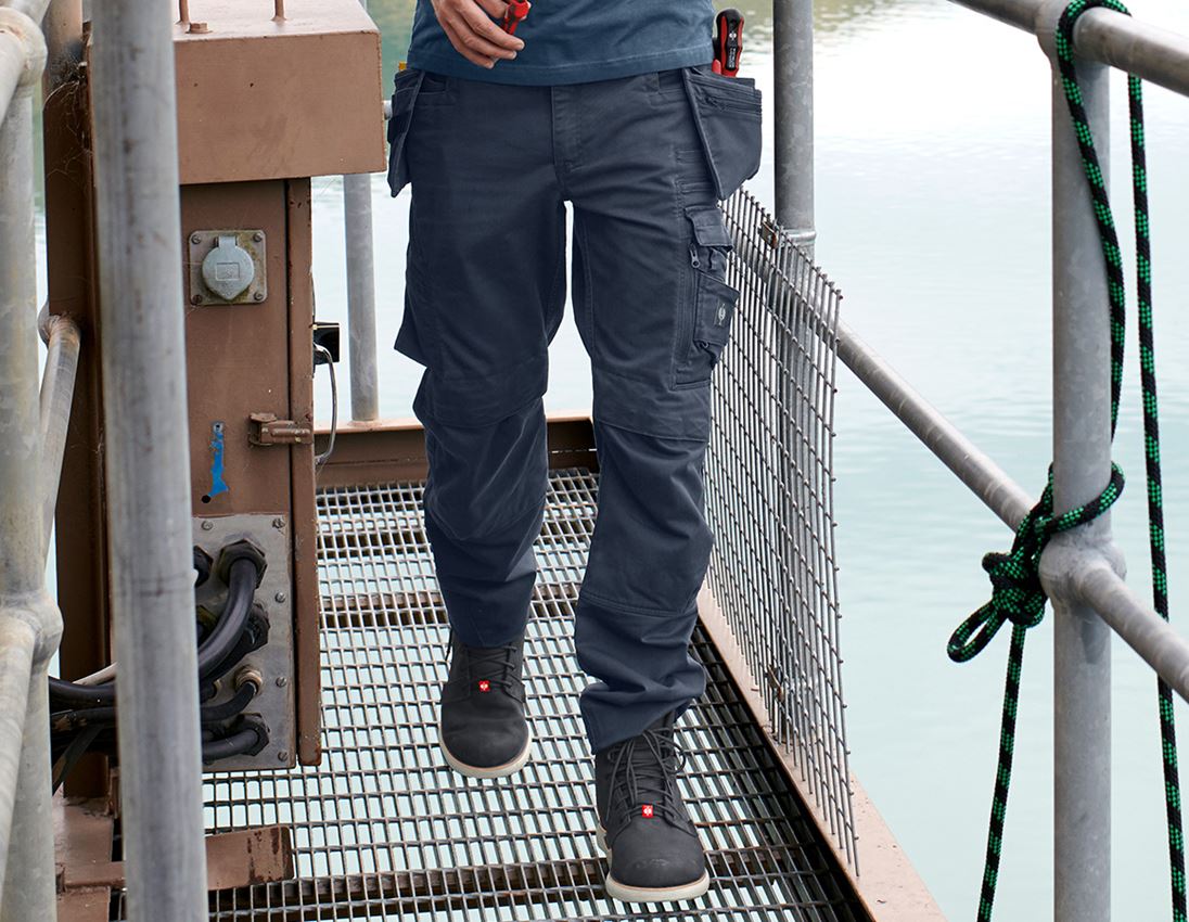 Pracovní kalhoty: Kalhoty do pasu e.s.motion ten tool-pouch + břidlicová modrá