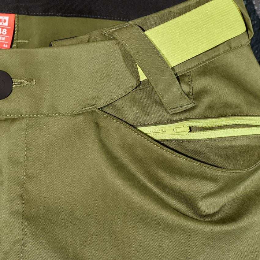 Pracovní kalhoty: Kalhoty do pasu e.s.trail + jalovcová zelená/citronově zelená 2
