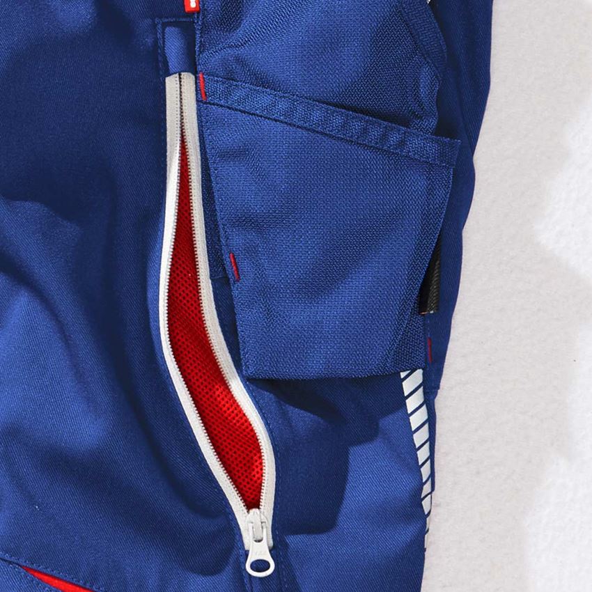 Kalhoty: Dětské kalhoty s laclem e.s.motion 2020 + modrá chrpa/ohnivě červená 2