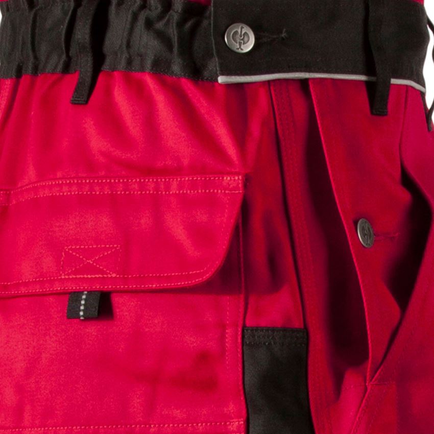 Pracovní kalhoty: Kalhoty s laclem e.s.image + červená/černá 2
