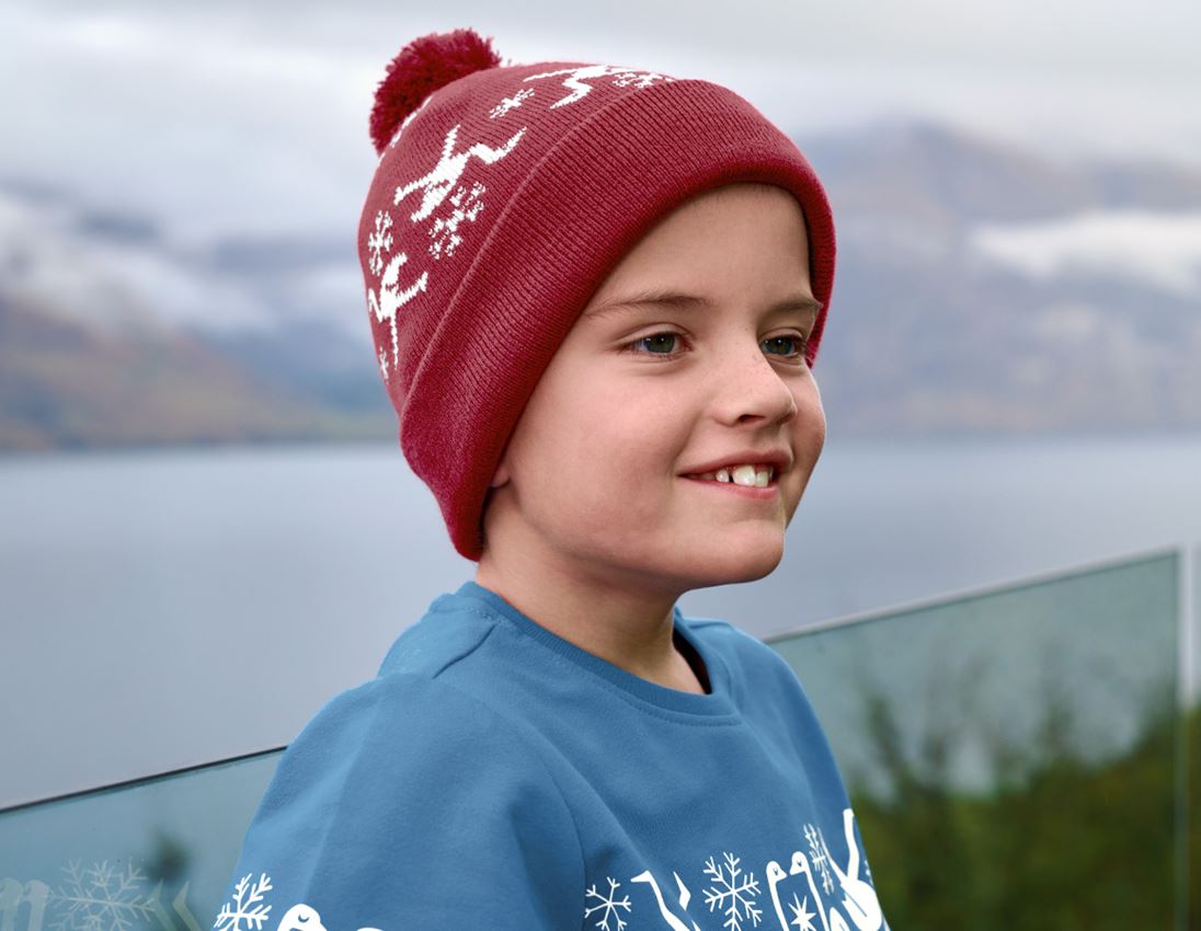 Doplňky: e.s. Norská pletená čepice, dětská + burgundská