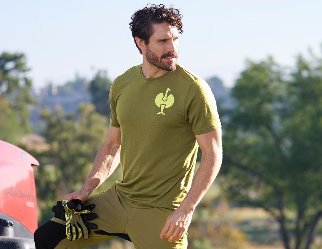 Trička, svetry & košile: Tričko Merino e.s.trail + jalovcová zelená/citronově zelená
