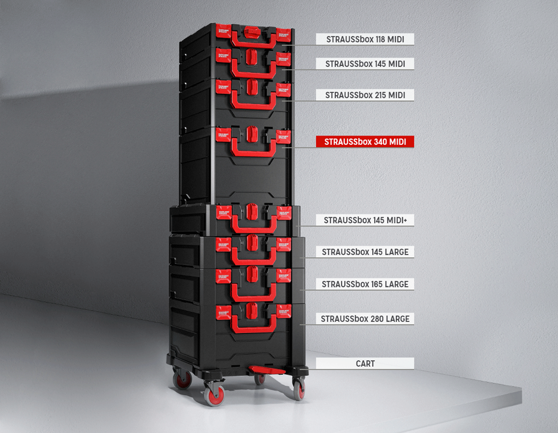 STRAUSSbox Systém: STRAUSSbox 340 midi + černá/červená