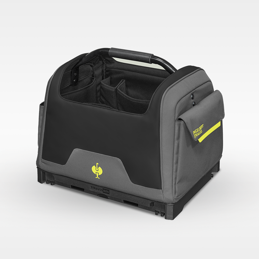 STRAUSSbox Systém: Sada nářadí + taška na nářadí STRAUSSbox, otevřená + čedičově šedá/acidově žlutá 2