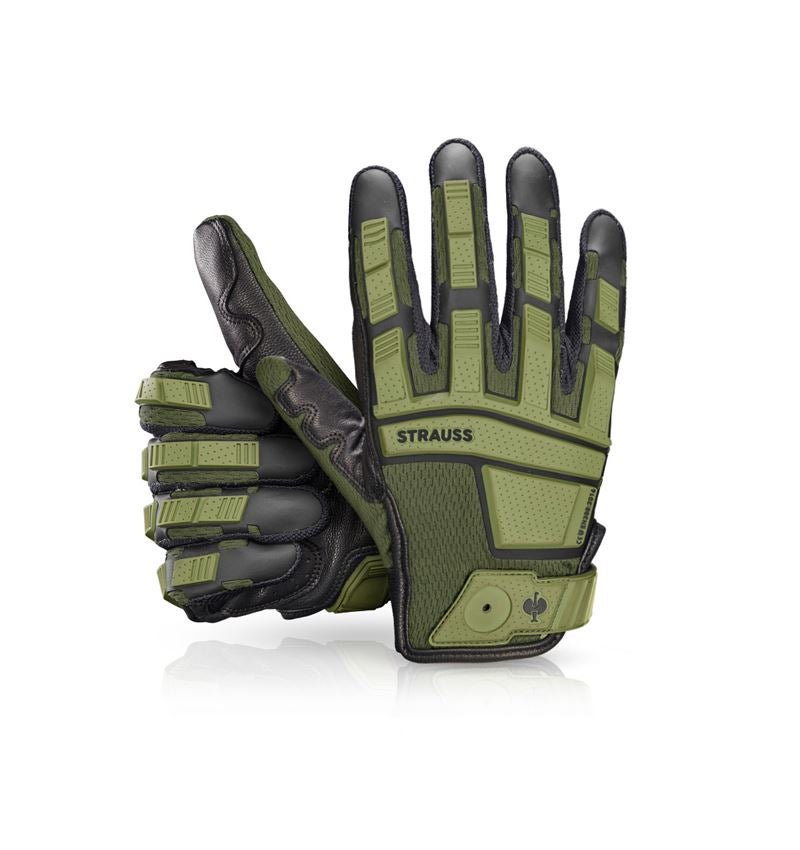 Hybridní: e.s. Montážní rukavice Protect + olivová/černá