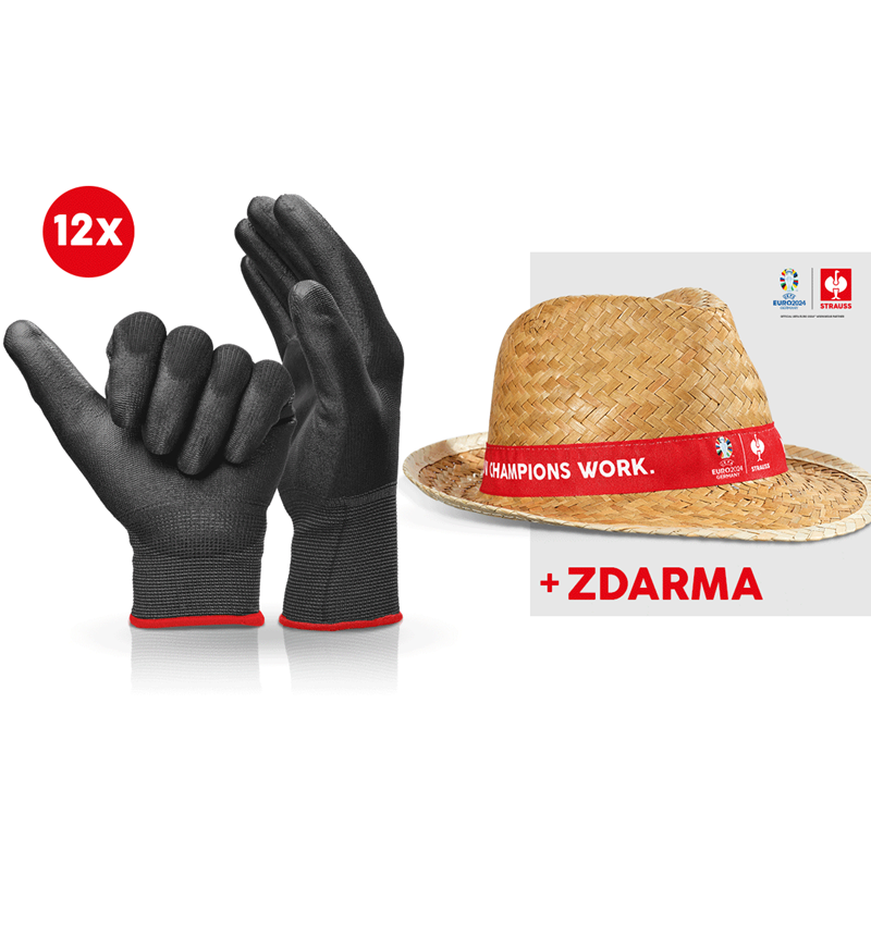 Spolupráce: 12x PU rukavice Micro + klobouk EURO2024 + černá