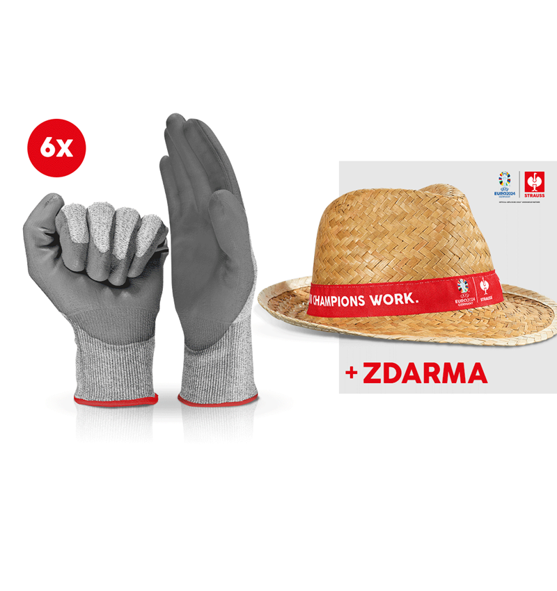 Spolupráce: 6x Ochranné PU rukavice, cut C + klobouk EURO2024