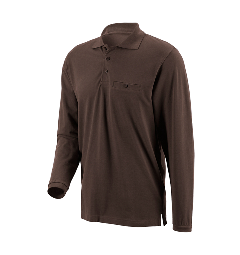 Trička, svetry & košile: e.s. Longsleeve-Polo tričko cotton Pocket + kaštan 1