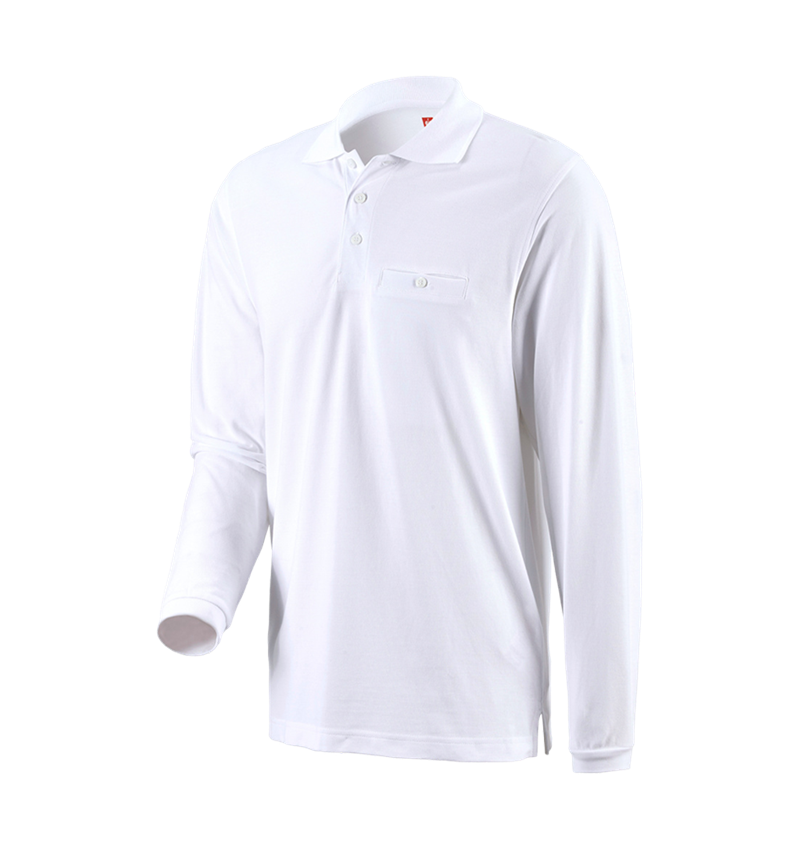 Trička, svetry & košile: e.s. Longsleeve-Polo tričko cotton Pocket + bílá 1