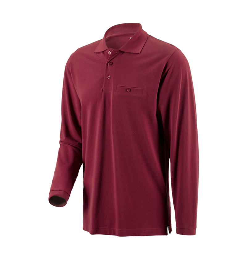 Trička, svetry & košile: e.s. Longsleeve-Polo tričko cotton Pocket + bordó 1