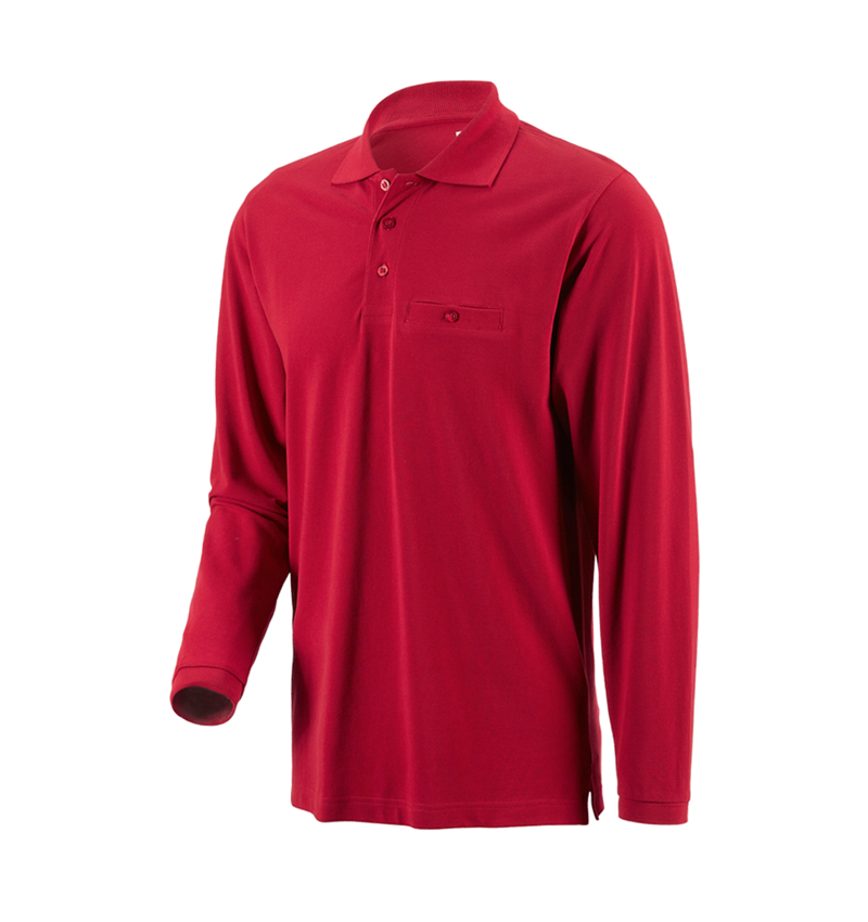 Témata: e.s. Longsleeve-Polo tričko cotton Pocket + červená 1