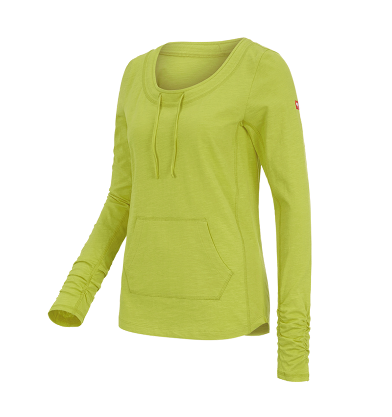 Trička | Svetry | Košile: e.s. Longsleeve cotton slub, dámské + májové zelená