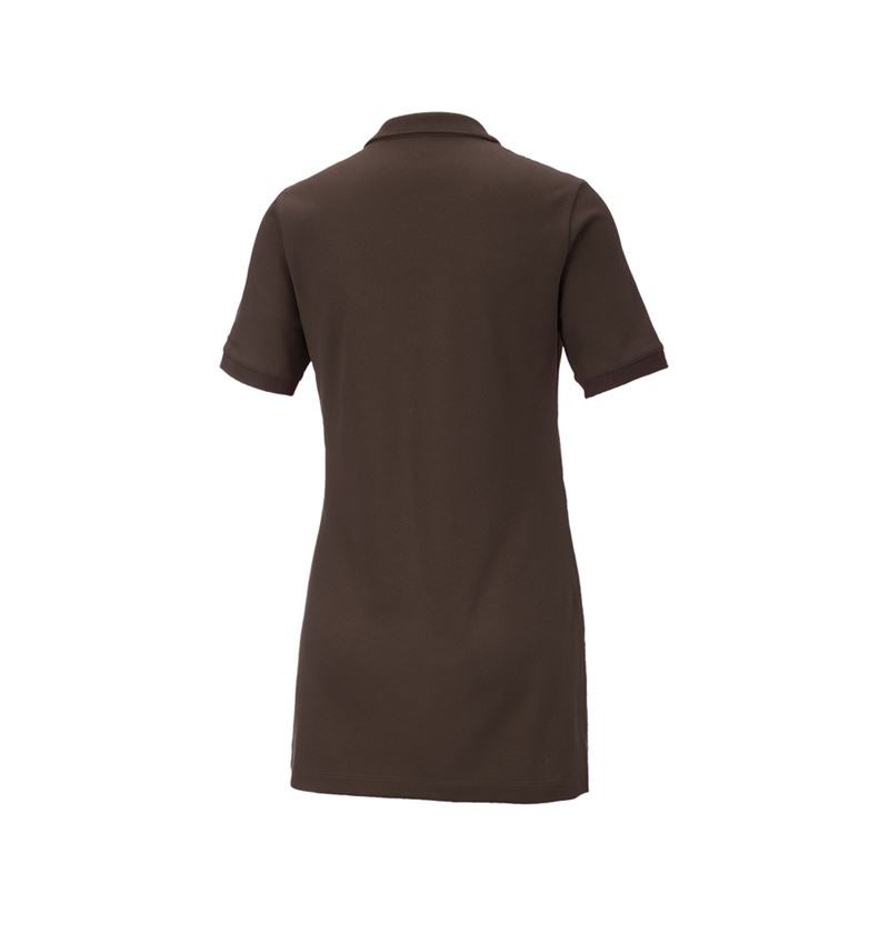Trička | Svetry | Košile: e.s. Pique-Polo cotton stretch, dámské, long fit + kaštan 3