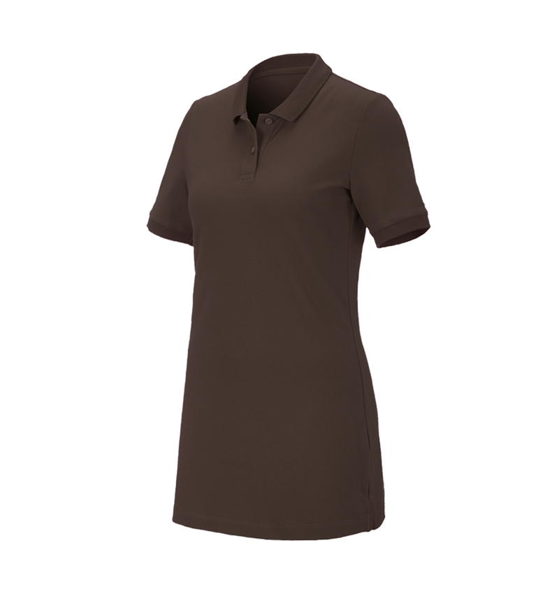 Trička | Svetry | Košile: e.s. Pique-Polo cotton stretch, dámské, long fit + kaštan 2