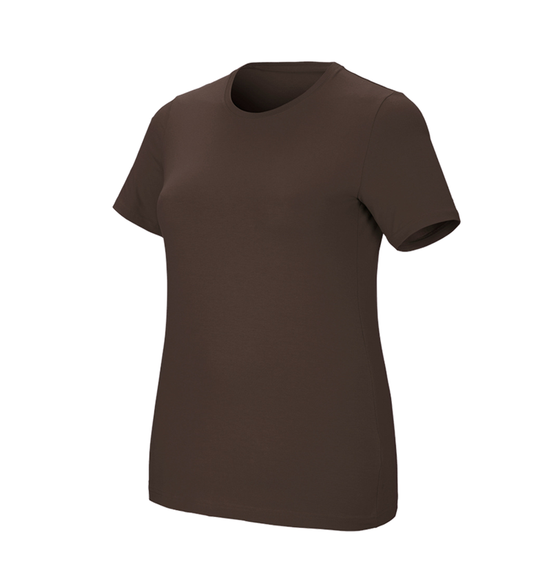 Trička | Svetry | Košile: e.s. Tričko cotton stretch, dámské, plus fit + kaštan 2