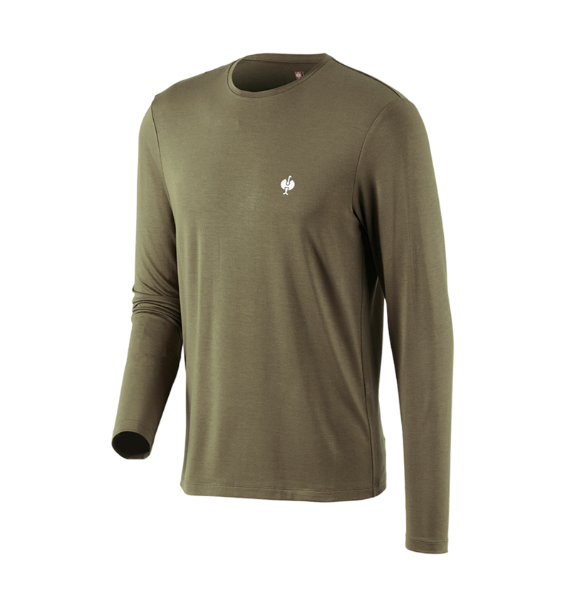 Trička, svetry & košile: Modal-Triko s dlouhým rukávem e.s.concrete + bahnitá zelená 3