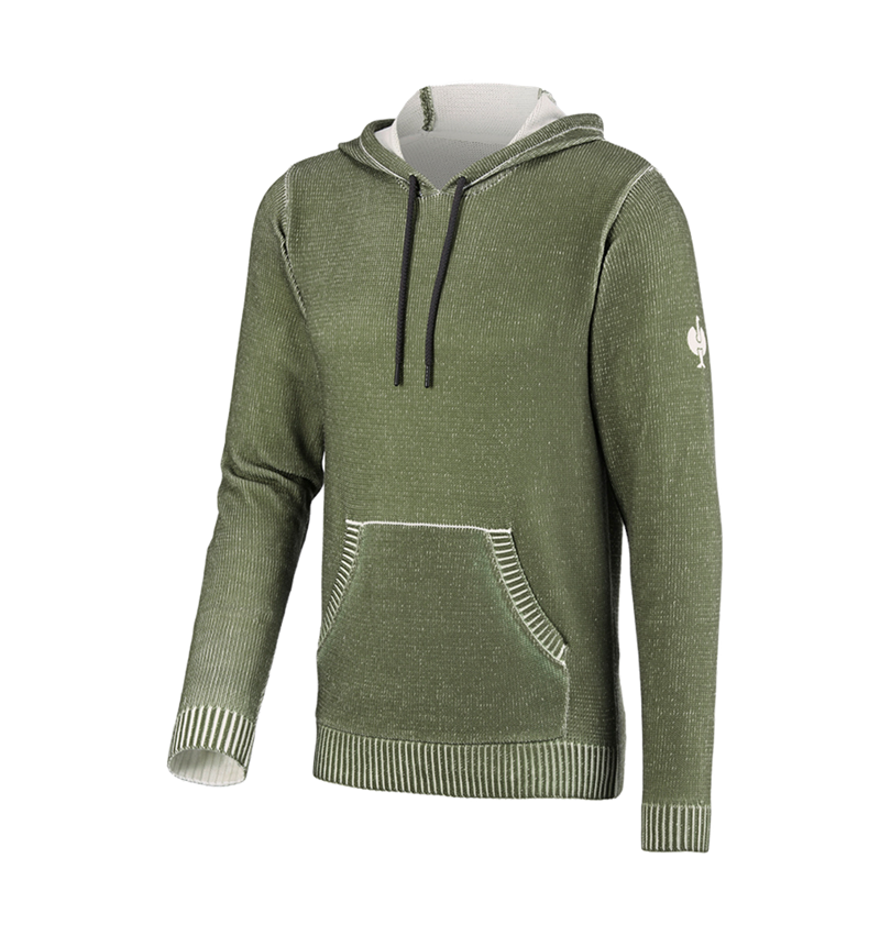Trička, svetry & košile: Pletený svetr s kapucí e.s.iconic + horská zelená 4