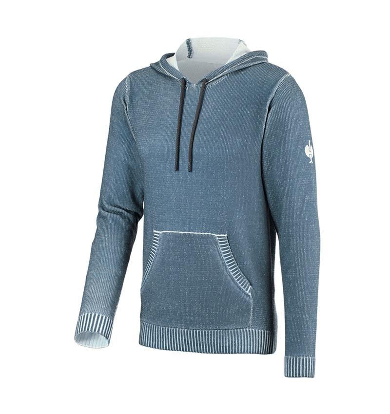 Trička, svetry & košile: Pletený svetr s kapucí e.s.iconic + oxidově modrá 6