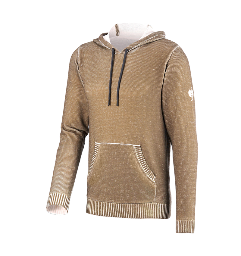 Trička, svetry & košile: Pletený svetr s kapucí e.s.iconic + mandlově hnědá 5