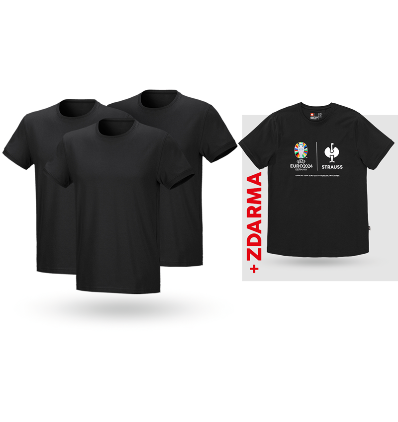 Oděvy: SADA: 3x Tričko cotton stretch + tričko + černá