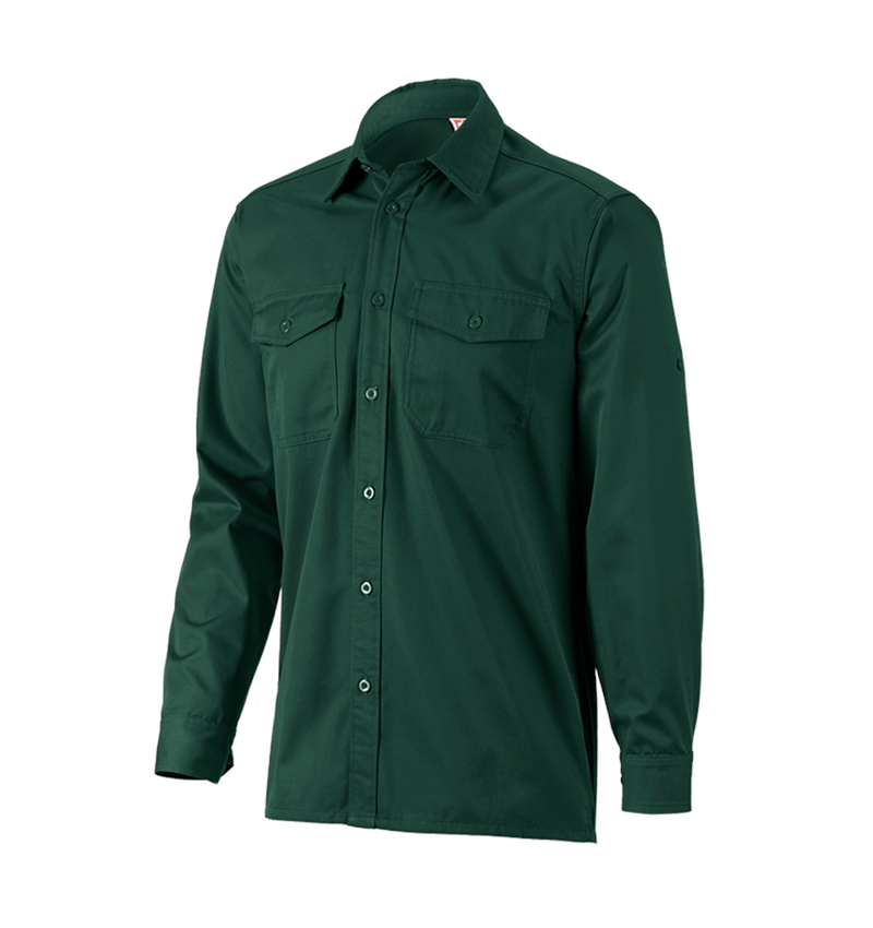 Trička, svetry & košile: Pracovní košile e.s.classic, dlouhý rukáv + zelená