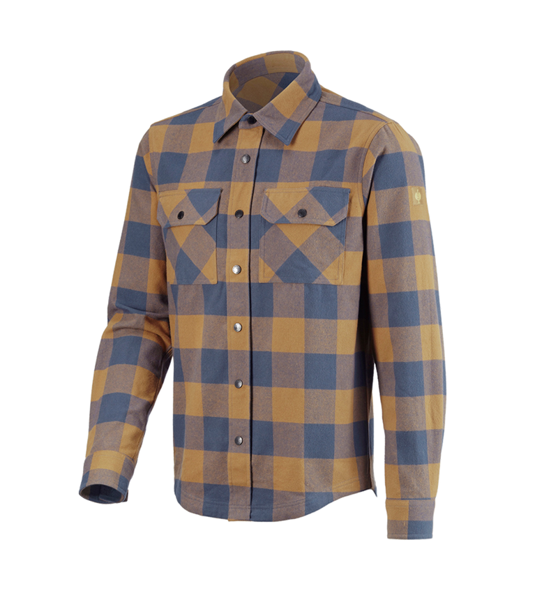 Trička, svetry & košile: Kostkovaná košile e.s.iconic + mandlově hnědá/oxidově modrá 4