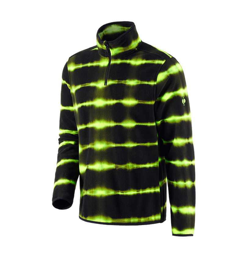 Trička, svetry & košile: Fleecový troyer tie-dye e.s.motion ten + černá/výstražná žlutá 2