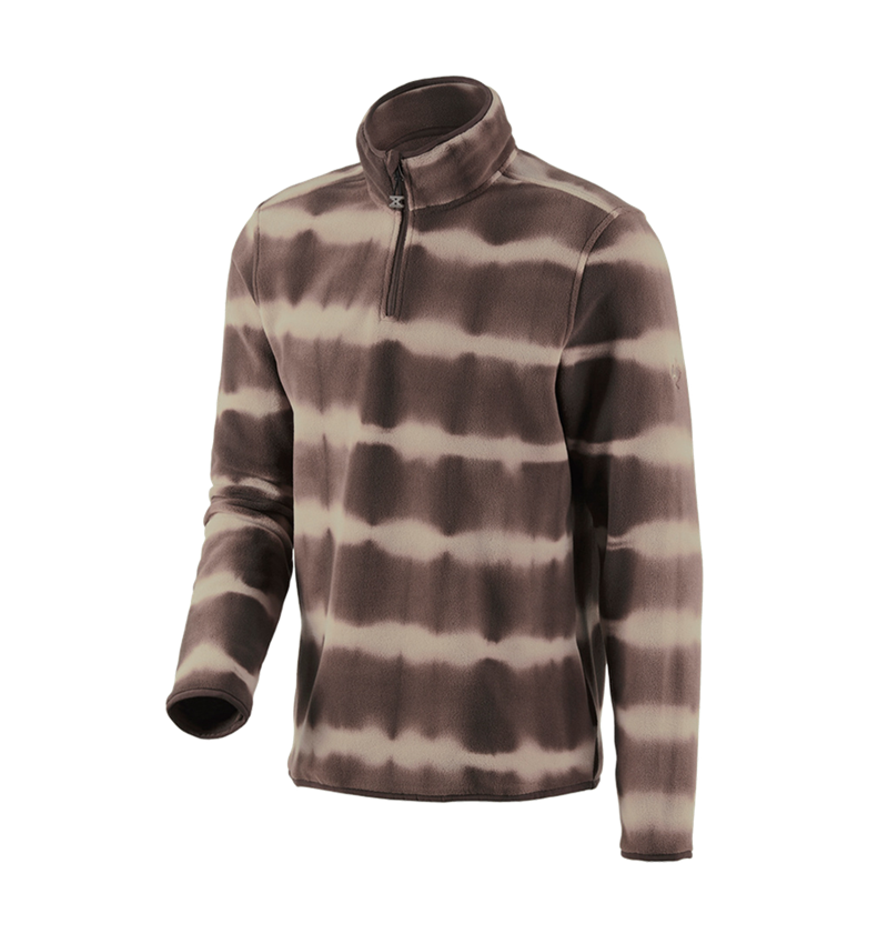 Trička, svetry & košile: Fleecový troyer tie-dye e.s.motion ten + kaštan/pekanová hnědá 3
