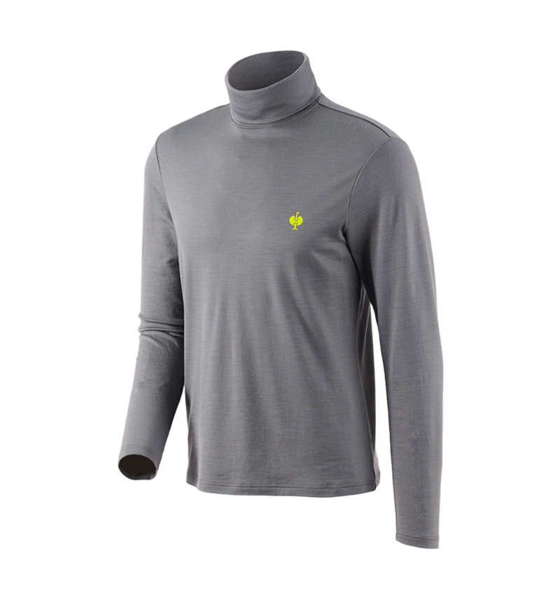 Trička, svetry & košile: Triko s rolákem Merino e.s.trail + čedičově šedá/acidově žlutá 2