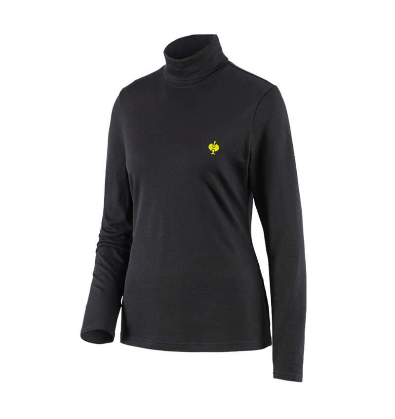 Trička | Svetry | Košile: Triko s rolákem Merino e.s.trail, dámská + černá/acidově žlutá 2