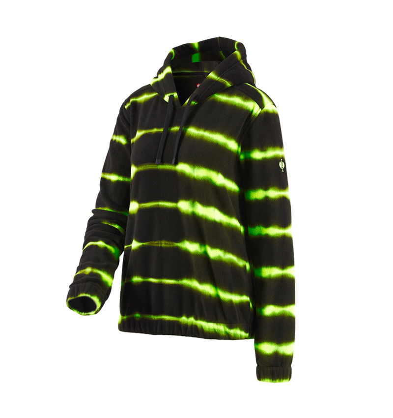 Trička | Svetry | Košile: Fleecová mikina s kapuci tie-dye e.s.motion ten,da + černá/výstražná žlutá 2