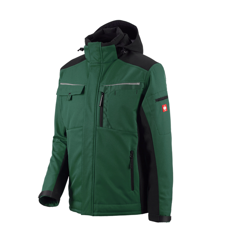 Pracovní bundy: Softshellová bunda e.s.motion + zelená/černá 2