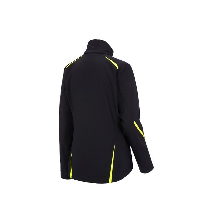 Pracovní bundy: Softshellová bunda e.s.motion 2020, dámská + černá/výstražná žlutá/výstražná oranžová 3