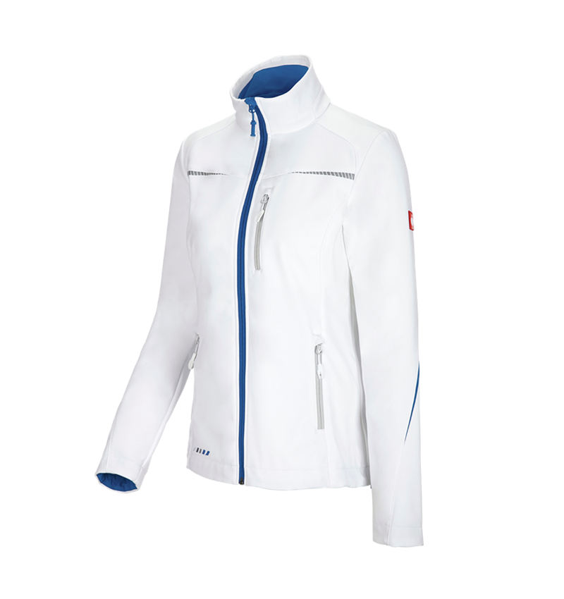 Pracovní bundy: Softshellová bunda e.s.motion 2020, dámská + bílá/enciánově modrá 2