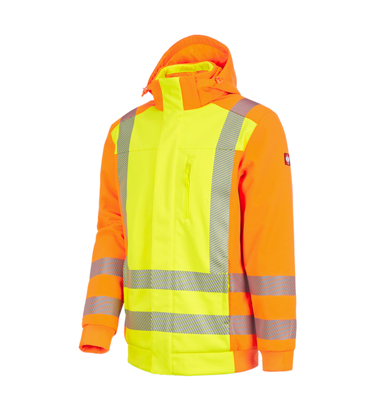 Pracovní bundy: Výstražné zimní softshellová bunda e.s.motion 2020 + výstražná žlutá/výstražná oranžová 2