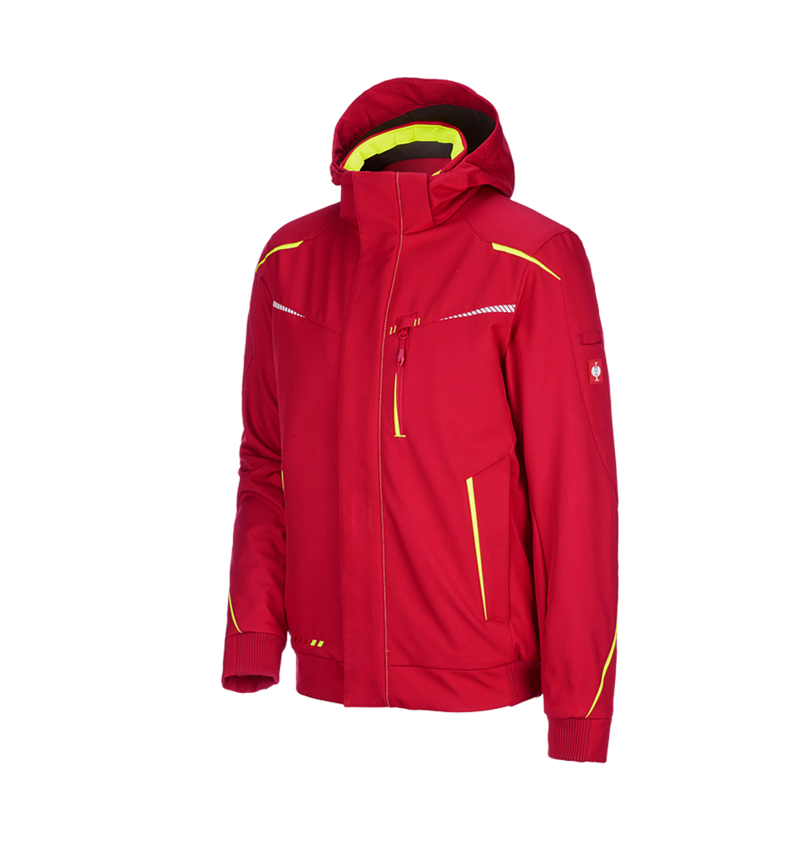 Pracovní bundy: Zimní softshellová bunda e.s.motion 2020, pánská + ohnivě červená/výstražná žlutá 2