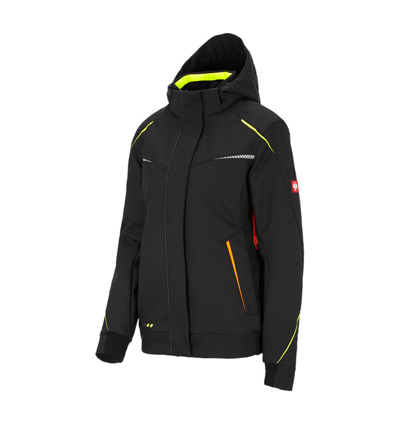 Chlad: Zimní softshellová bunda e.s.motion 2020, dámská + černá/výstražná žlutá/výstražná oranžová 3