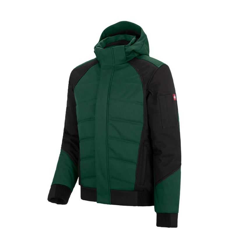Pracovní bundy: Zimní softshellová bunda e.s.vision + zelená/černá 2