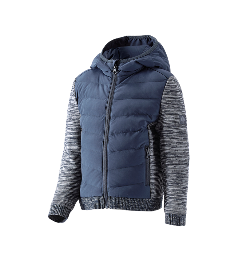 Bundy: Úpletová bunda kapucí hybrid e.s.motion ten,dětské + břidlicová modrá melange 2