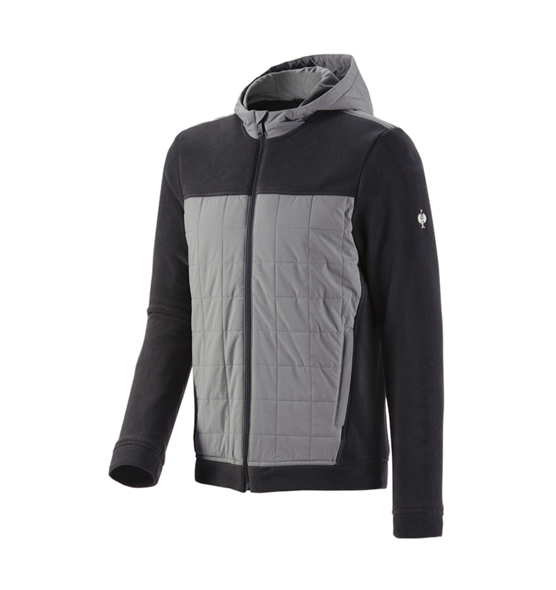 Témata: Fleecová bunda s kapucí hybrid e.s.concrete + černá/čedičově šedá 2