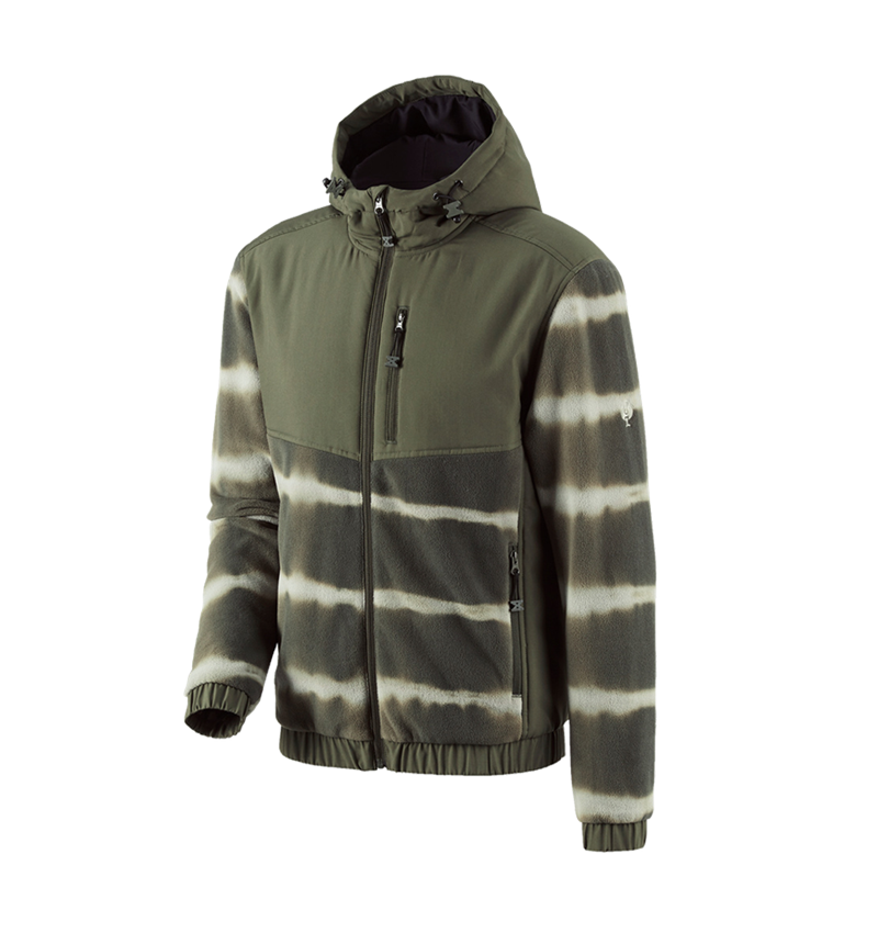 Pracovní bundy: Fleecová bunda s kapucí hyb tie-dye e.s.motion ten + maskovací zelená/rašelinová zelená 3