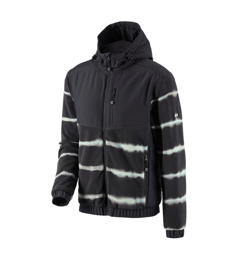 Pracovní bundy: Fleecová bunda s kapucí hyb tie-dye e.s.motion ten + oxidově černá/magnetická šedá 2