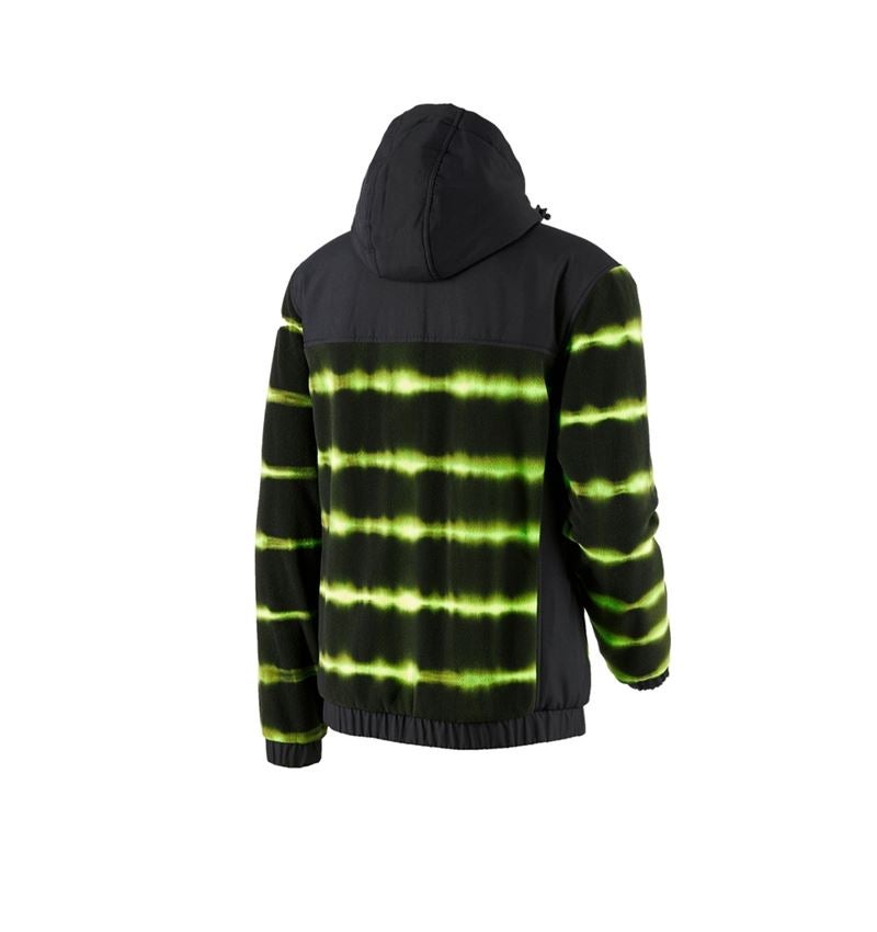 Oděvy: Fleecová bunda s kapucí hyb tie-dye e.s.motion ten + černá/výstražná žlutá 3