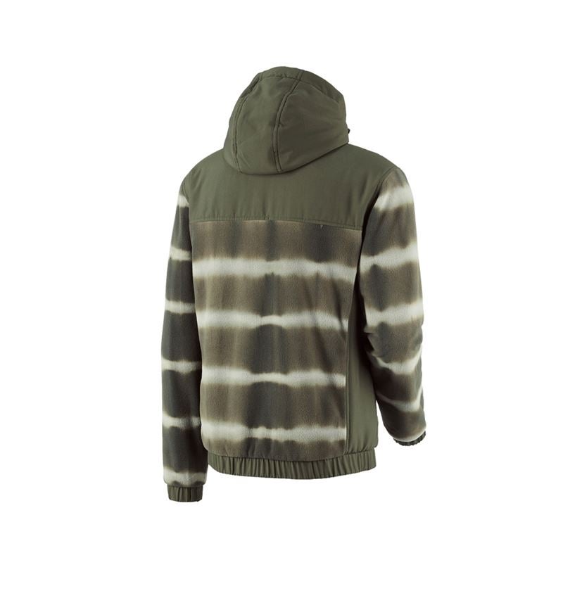 Pracovní bundy: Fleecová bunda s kapucí hyb tie-dye e.s.motion ten + maskovací zelená/rašelinová zelená 4