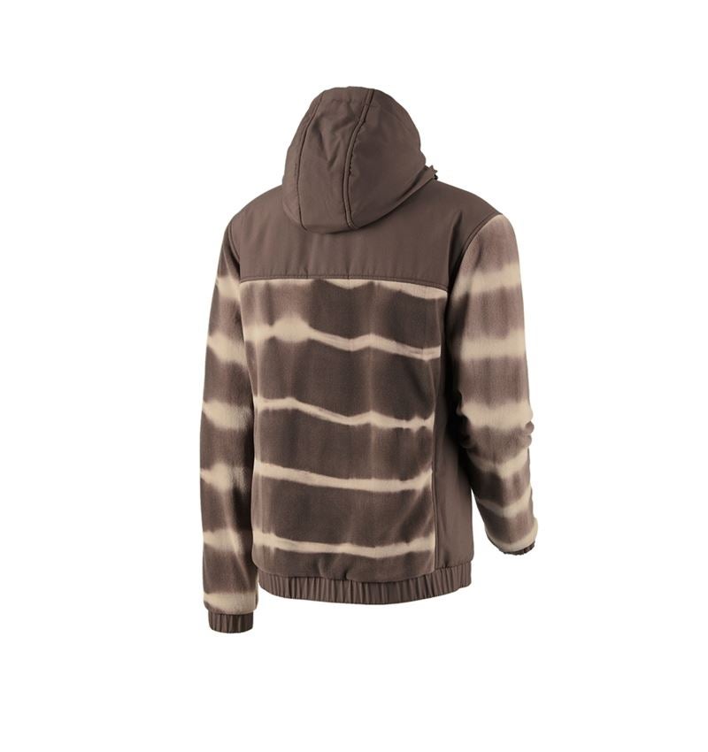 Pracovní bundy: Fleecová bunda s kapucí hyb tie-dye e.s.motion ten + kaštan/pekanová hnědá 3