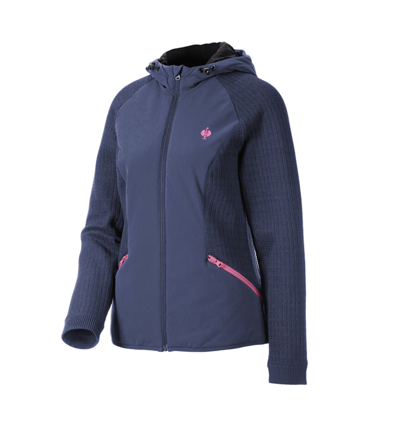 Témata: Úpletová bunda s kapucí hybrid e.s.trail, dámská + hlubinněmodrá/tara pink 4